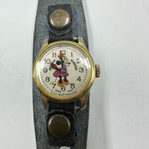 Vintage Bradley Minnie Mouse Watch Women Denim Band Manual Wind 8 Inch
